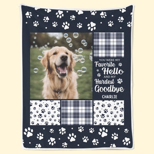 Custom Photo Blanket - Personalized Christmas Memorial Sympathy Gifts For Dogs, Cats - You Were My Favorite Hello And My Hardest Goodbye