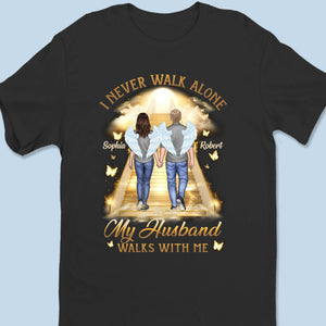 Custom Unisex T-shirt, Premium T-shirt, Hoodie - Personalized Memorial Sympathy Gifts For Loss Of Husband, Wife - His Wings Guide My Steps
