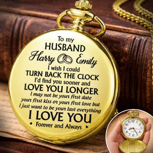 Custom Pocket Watch - Anniversary Wedding Gifts For Husband And Wife, Him And Her - Our Hearts Stay Connected