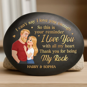 Custom Printed Rock - Personalized Anniversary Wedding Gifts For Husband And Wife, Him And Her - Love Lives In Small Moments
