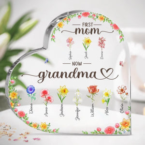 Custom Heart Shaped Acrylic Plaque - Personalized Mother's Day Gifts For Mom, Grandma - Gracefully Becoming Grandma