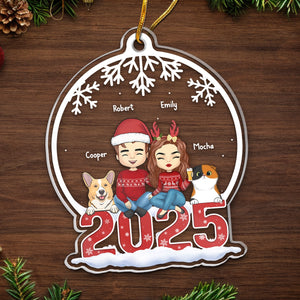 Grateful To Be Blessed With Such A Wonderful Family - Dog & Cat Personalized Custom Ornament - Acrylic Snow Globe Shaped - Christmas Gift For Pet Owners, Pet Lovers