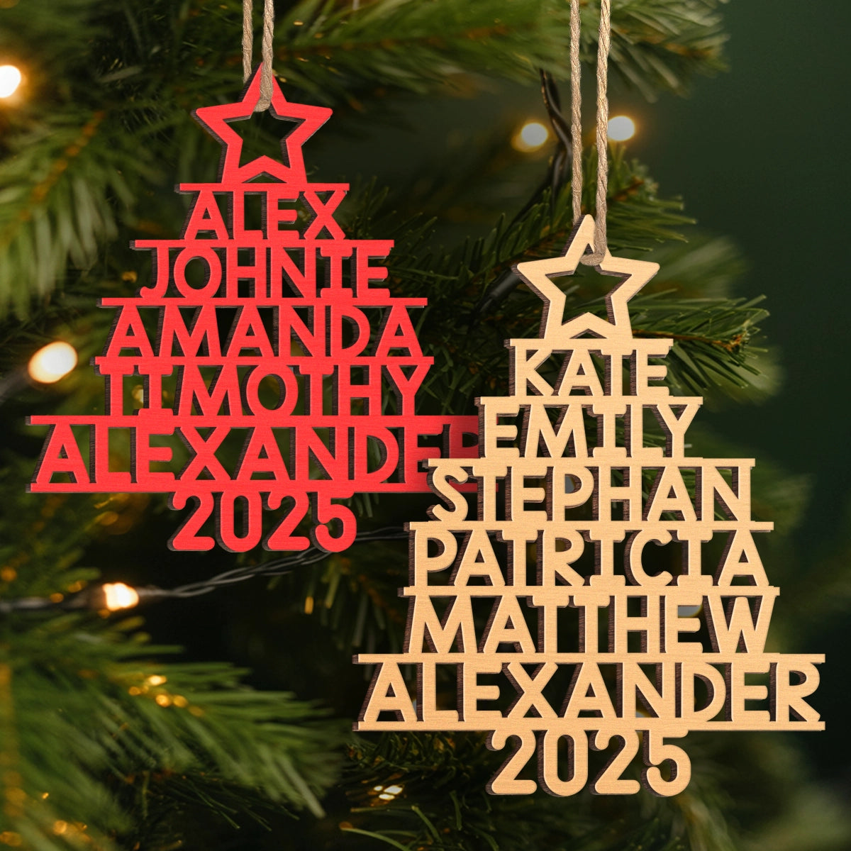 Family Christmas Tree - Family Personalized Custom Ornament - Wood Custom Shaped - Christmas Gift For Family Members